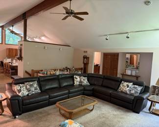 Leather Power Reclining Sectional Sofa