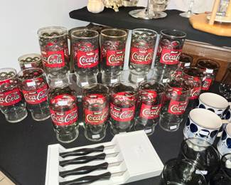 LOTS OF MATCHING COKE GLASSES