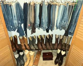LOTS OF VINTAGE LEVIS & FINE WESTERN BOOTS