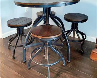 Space Saving Kitchen Table with Adjustable Height Table and Stools