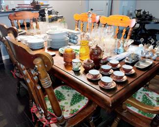 Large Pine Dining Table and Chairs