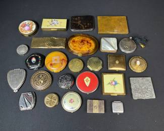 Vintage Makeup Pallets And Mirrors including Silver