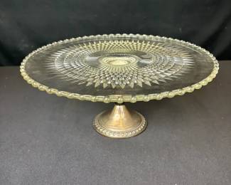 Vintage Sterling Silver And Crystal Cake Stand