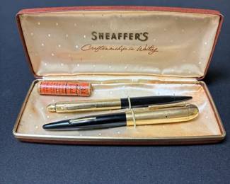 Vintage Eversharp 14K Yellow Gold Fountain Pen And Mechanical Pencil