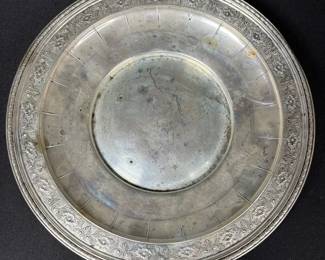 Beautiful Sterling Silver Floral Rim 9 Plate