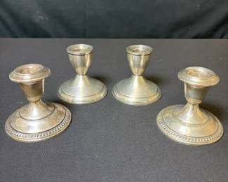 2 Pairs Of Sterling Silver Weighted Candlestick Holders