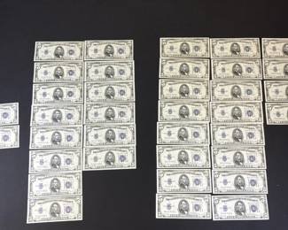 Huge Lot Of UNCIRCULATED Consecutive 1934 D $5 Silver Certificates