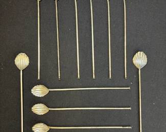 Set Of 12 Vintage Sterling Silver Beverage Scallop Spoons