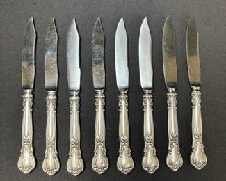 Set Of 8 Sterling Silver Handle Fish Knives