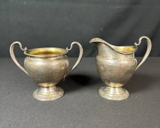 Vintage International Sterling Silver Wild Rose Creamer And Sugar Bowl Set