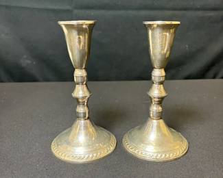 Set Of 2 Sterling Silver Weighted Duchin Creation Candlestick Holders