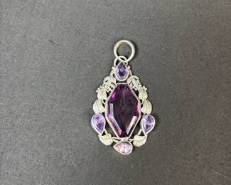 Vintage Large Silver Pendant With Floral Patterns