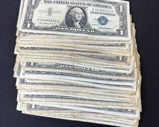 06 Huge Lot Of Old Silver Certificate $1 Bills