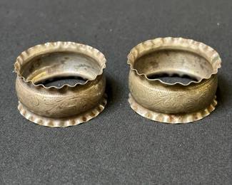 1908 Antique Sterling Silver Birmingham Napkin Ring Pair