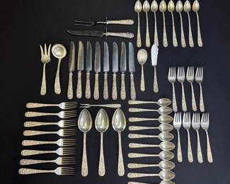 52pc S.Kirk Son Sterling Silver Repousse Flatware Set