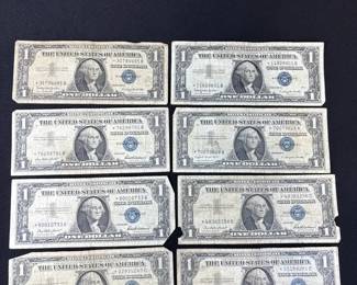 Lot Of 8 1957 Star Note Silver Certificates