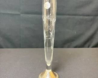 Vintage Hand blown Crystal And Sterling Silver Bud Vase