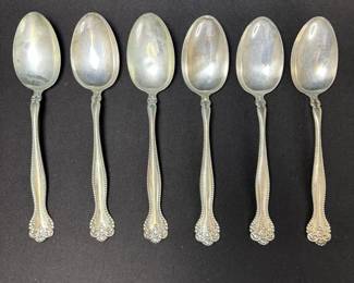Set Of 6 Alvin Raleigh Sterling Silver Serving Spoons