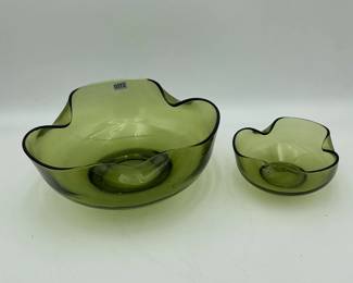 Avocado Green Ruffled Chip Bowls