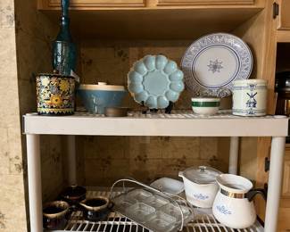 Tea Tim, Egg Plate, Blue Cornflower Corning Ware, Aluminum 