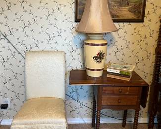 Drop leaf side table, Fox Hunt Lamp, Foxfire Books
