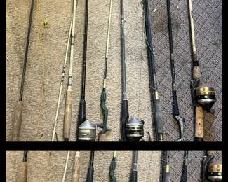 Vintage Reels and Rods including Zebco ,Martin,Shakespeare, Kilwell, Apollo and more