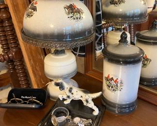 Fox Hunt Lamp and matching pieces