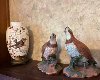 Ceramic Vase and Quail