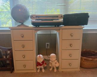 Desk, Globe, Olympia Typewriter, Boom Box 