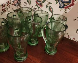 set of 8 Vintage Coca Cola handled glasses in perfect condition
