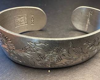 Kirk Pewter Chrysanthemum Cuff Bracelet