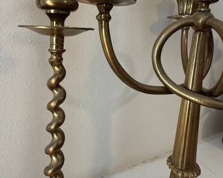 Brass Barley Twist Candelabra and Candlesticks Set