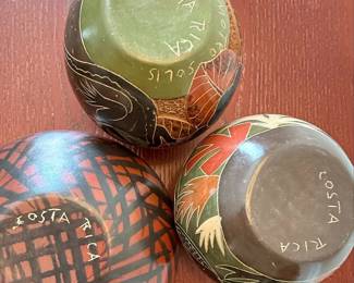 Costa Rican Folk Art Style Pottery Vases