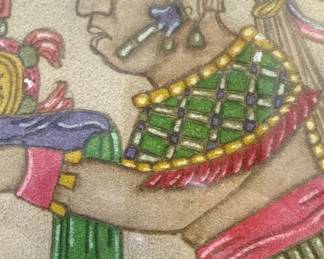 Mayan Pyrography Leather Painting