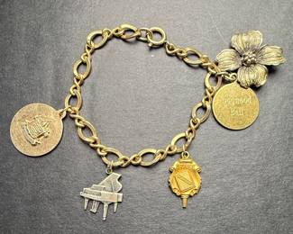 1971 Dogwood Ball Charm Bracelet with Sterling Piano