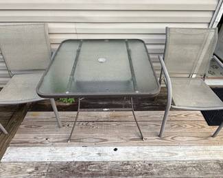 Patio Bistro Set with Glass Top Table and Two Chairs