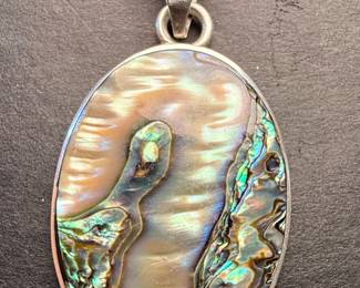 Sterling Silver Oval Abalone Pendant Style
