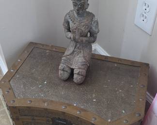 Vintage Thai Teppanom Bronze Figure on Decorative Trunk