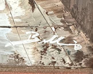 Mediterranean Village Street Scene Oil Painting in Style of Buck