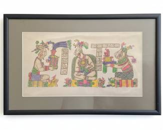 Mayan Pyrography Leather Painting
