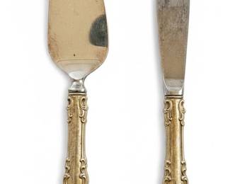 Reed & Barton Mirrorstele Sterling Handle Cake Knife and Server Set
