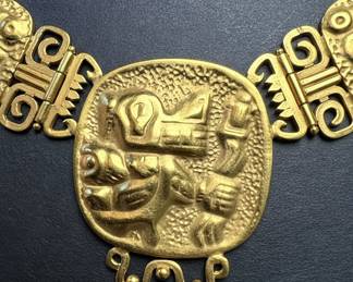 14K Gold Pre-Columbian Style Necklace