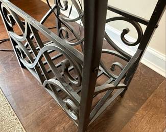Wrought Iron Magazine Rack Floor Lamp with Wood Top