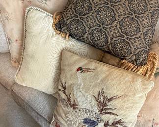 Assorted Decorative Pillows with Paisley and Wildlife Motifs