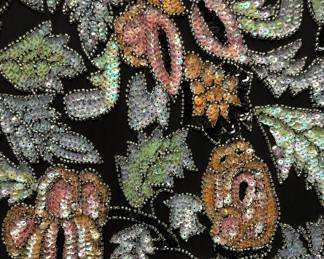Black Tie Oleg Cassini Beaded Floral Silk Jacket