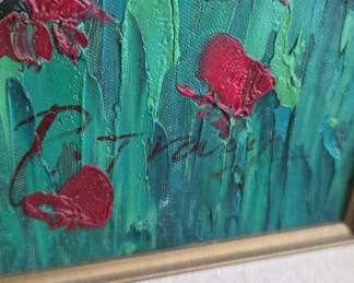 Impressionistic Poppy Field Oil Painting by Pat Vaughn