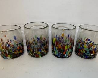Hand Blown Mexican Confetti Tumblers (Set of 4)
