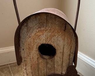 Rustic Metal and Wood Birdhouse with Butterfly Accent