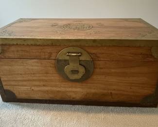 Chinese Camphor Wood Campaign Trunk Coffee Table