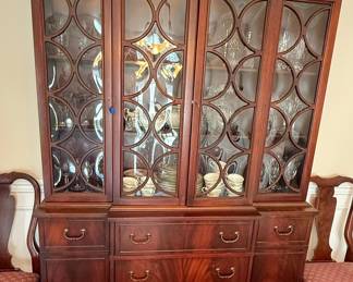 Mahogany Breakfront China Cabinet with Desk